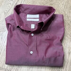 Gold Label Roundtree & Yorke large 16.5 33 Fitted Button Down Shirt‎ Burgundy